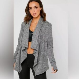 NWT Nike Dri Fit Cardigan Large Gray Drape Waterfall Front